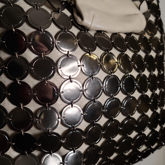 LIMITED EDITION! Coach Bonnie Cashin White & Silver Metallic Medallion Bag 13376 - Picture 7 of 16